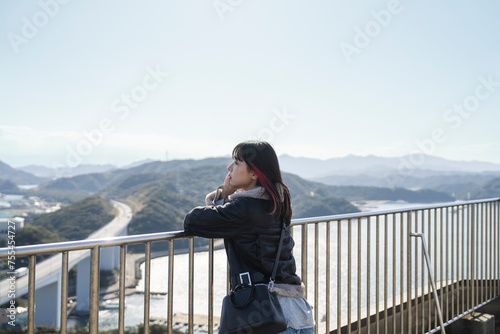 展望台の女性
