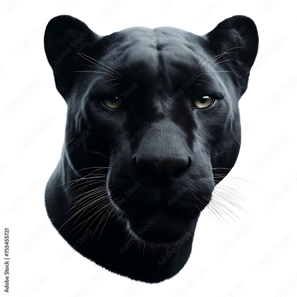Fototapeta premium panther on the left side, isolated, transparent background. 