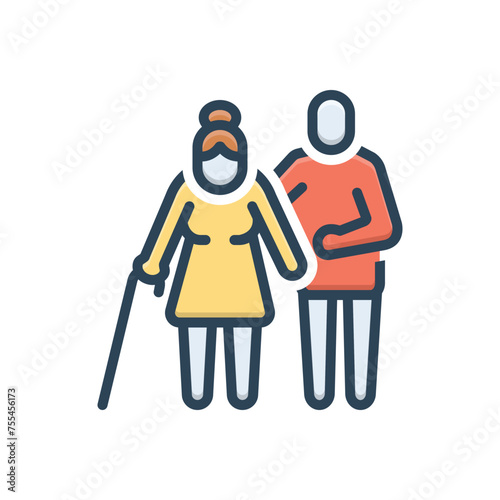 Color illustration icon for caregiver