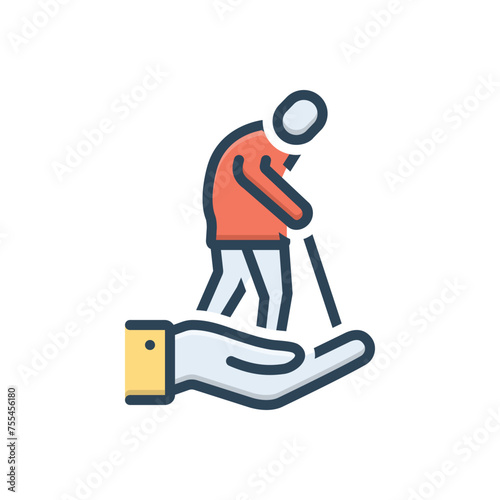 Color illustration icon for elder care