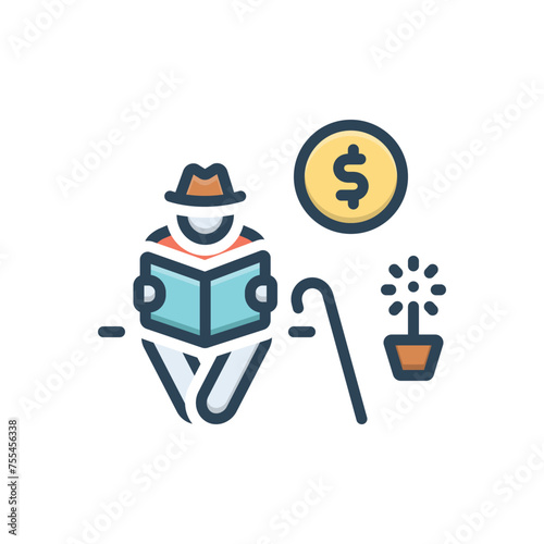 Color illustration icon for pensioner