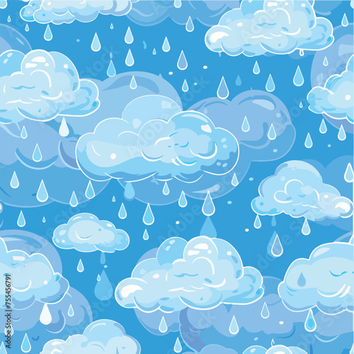 Seamless pattern with blue cloud. Creative childish texture in Scandinavian style. Great for fabric, textile Vector Illustration