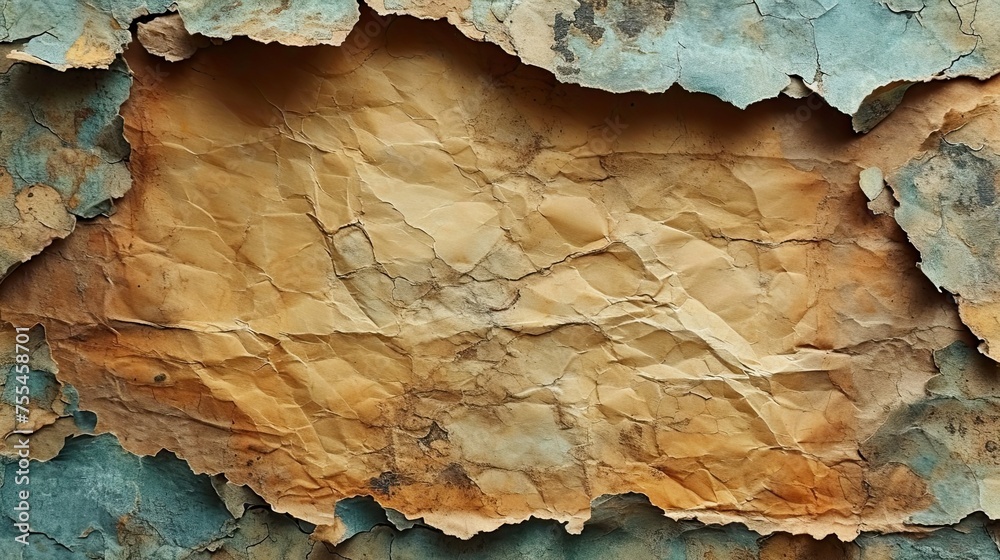 Naklejka premium Vintage torn paper texture with stains, dirt, and wrinkles, Ai Generated.