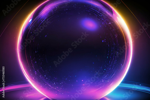 neon Glossy Sphere Abstract Background