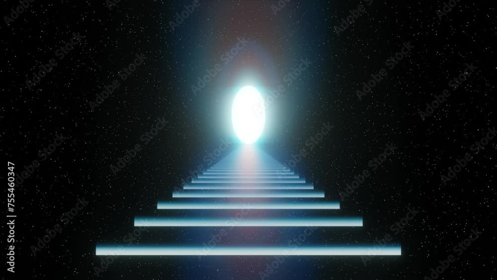 Vidéo Stock dark background with a shining light at the end of a set of ...