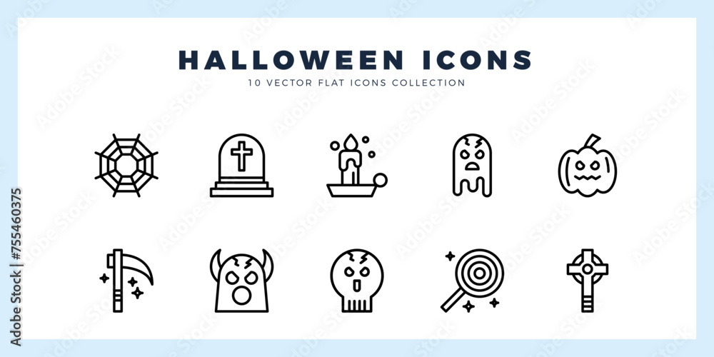 10 Halloween Lineal icon pack. vector illustration.