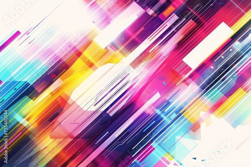 Abstract banner high technology pattern , geometric neon colorful shapes over white background. Digital tech. Modern futuristic, engineering, science, technology wallpaper. Hi tech digital connection