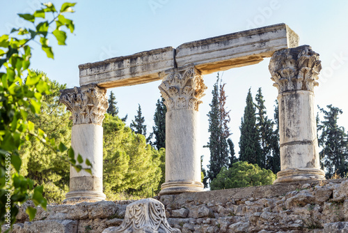 Temple E, Corinthian columns, Corinth, Greece photo