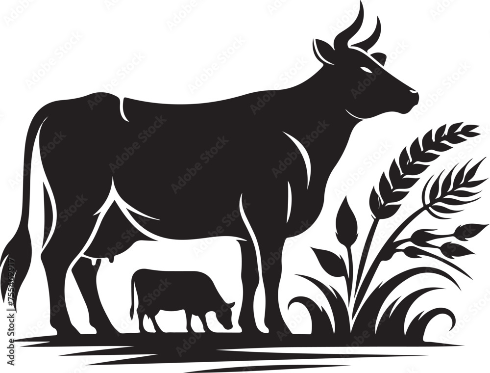 Cow black silhouette Illustration Vector