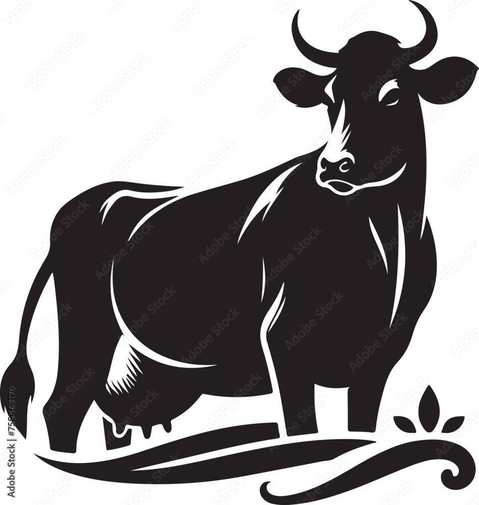 Cow black silhouette Illustration Vector