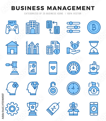 Set of 25 Business Management Two Color Icons Pack.