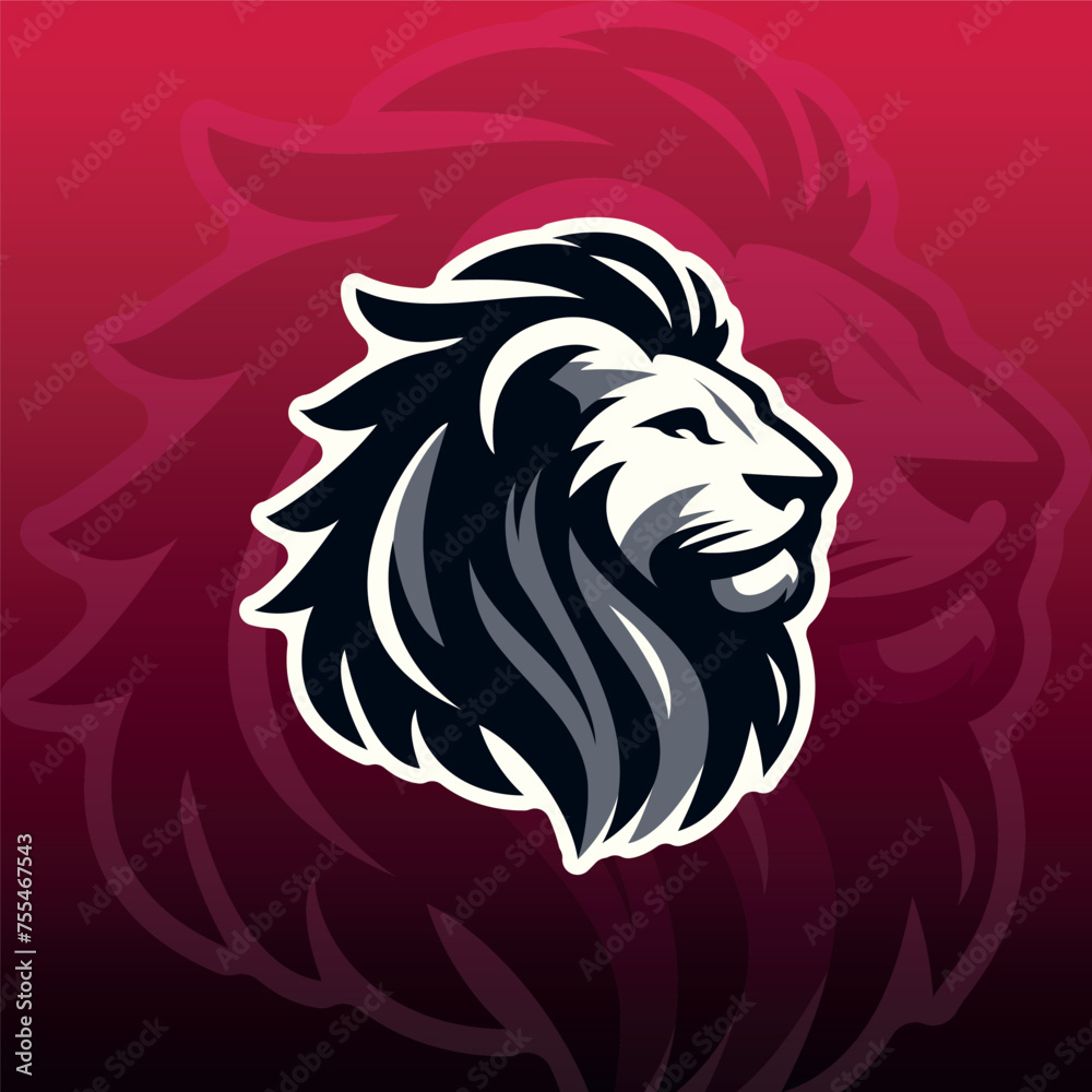 Elegant Lion Logo Emblem. Modern Minimalist Elegance Contemporary Logo. Suitable for esport logo or business logo. Editable Colors