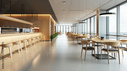 Modern concept design of restaurant lounge in minimalism aesthetic style 