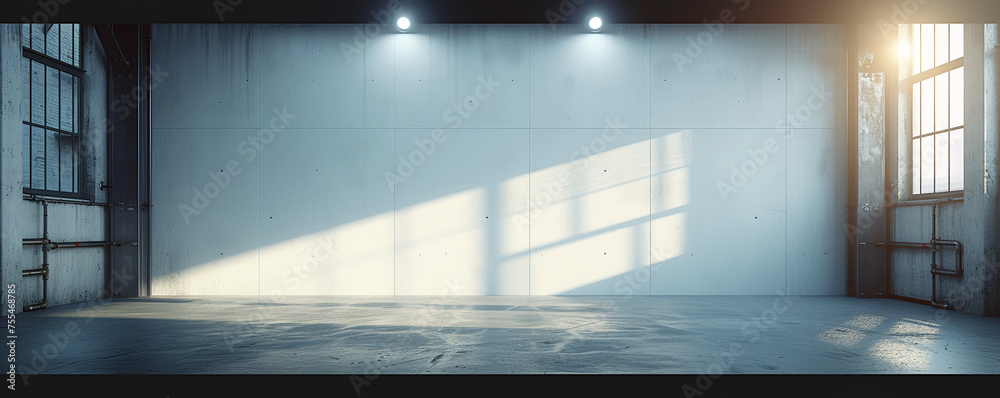 Interior of a empty white wall with spot lights at art gallery Interior of a empty white wall with spot lights at art gallery