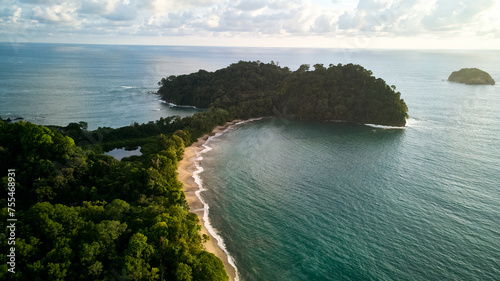 Drone shooting at sunset of Antonio Manuel National Park. Costa Rica . photo
