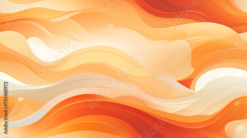 Swirling waves in shades of orange and white create an abstract background
