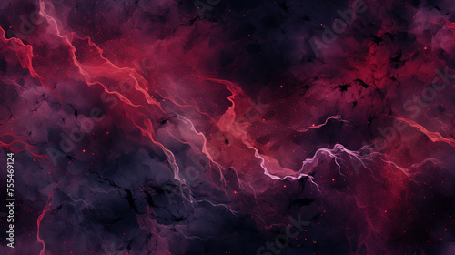 Red and black background featuring clouds and stars in a night time scene