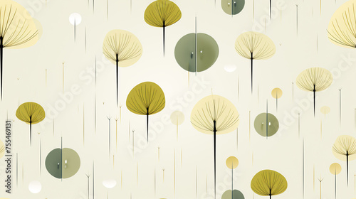 Pattern of trees and leaves displayed on a plain white background