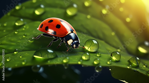 Close-up of a ladybug showing its bright colors and intricate patterns