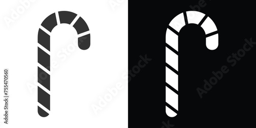 candy stick icon on black and white