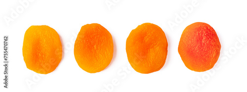 Dried apricot fruit on a white background.