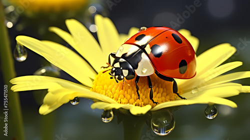Close-up of a ladybug showing its bright colors and intricate patterns