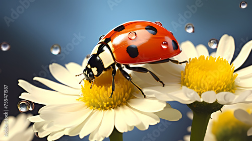 Close-up of a ladybug showing its bright colors and intricate patterns