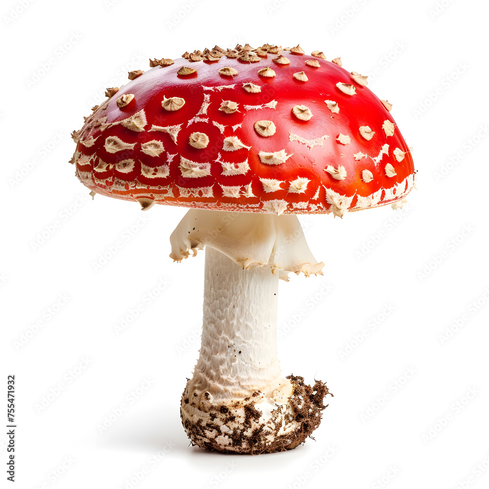 Fly amanita (Amanita muscaria) isolated on white background Fly amanita (Amanita muscaria) isolated on white background