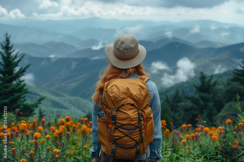 Wanderlust Dreamer in Awe of Majestic Peaks