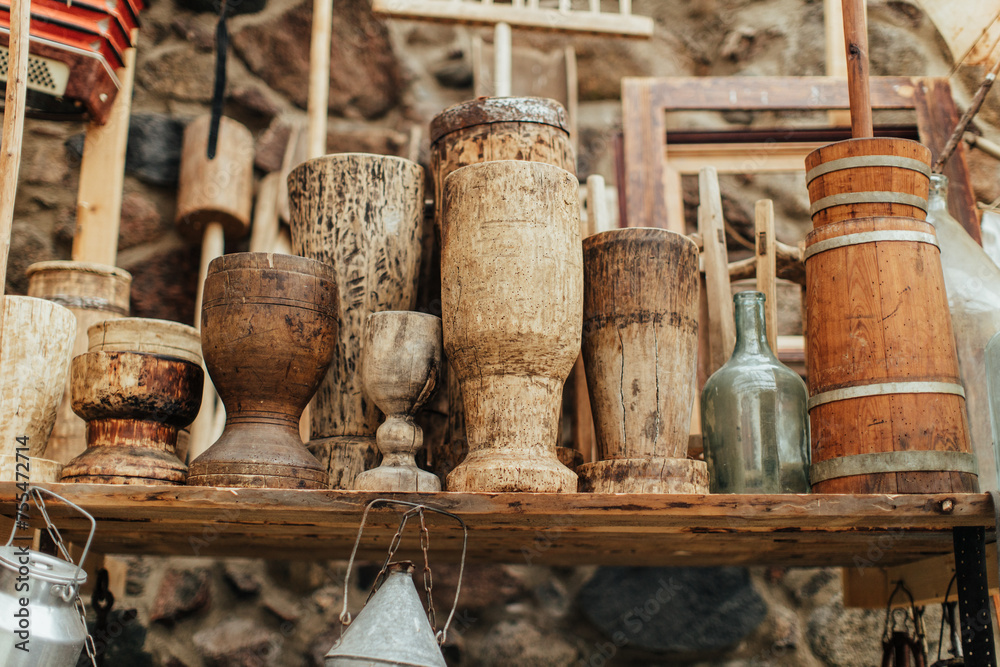 Barn full of old wood antique artifacts