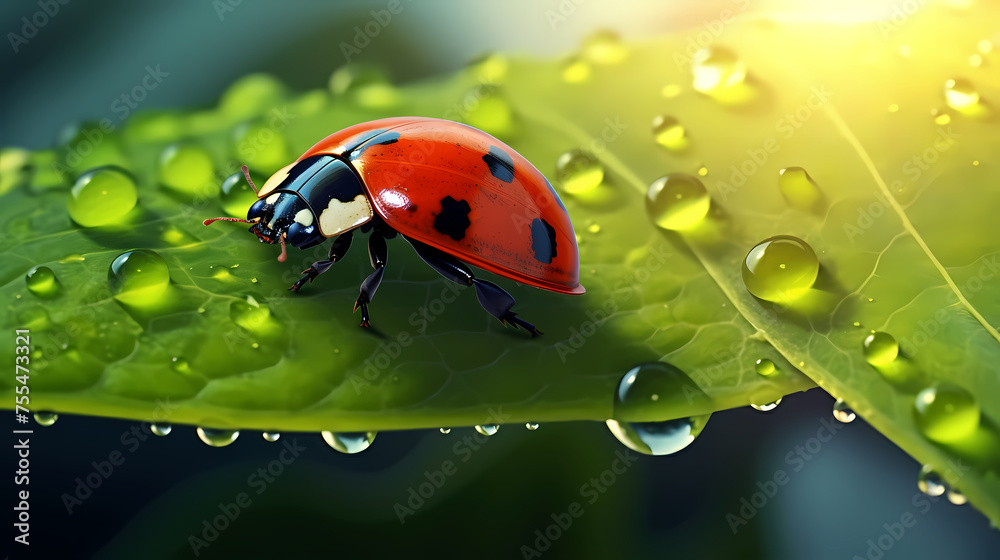 Close-up of a ladybug showing its bright colors and intricate patterns Close-up of a ladybug showing its bright colors and intricate patterns