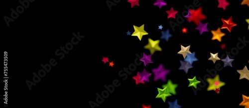 XMAS stars background, sparkle lights confetti falling. magic shining Flying christmas stars on night - colourful