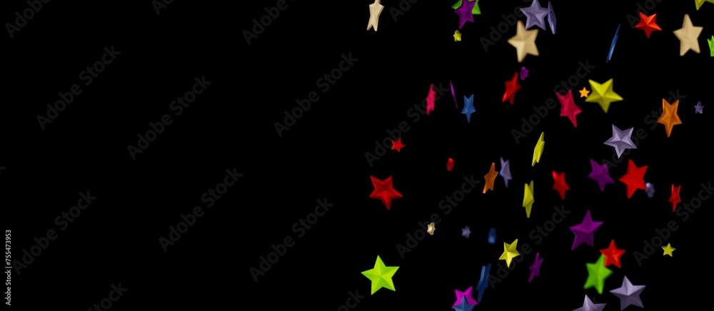 Stars - Holiday golden decoration, glitter frame isolated - - colourful