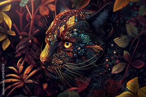 Panther Colorful Animal Tropical Wildlife Background Generative AI