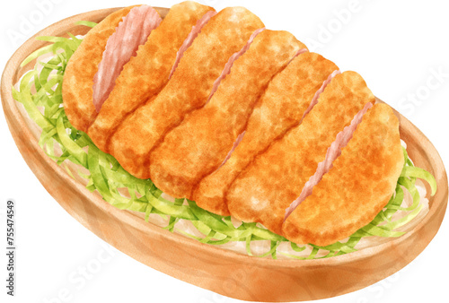 Watercolor Tonkatsu Japanese Fried Pork