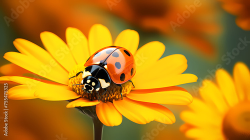 Ladybug on flower, a ladybug on background