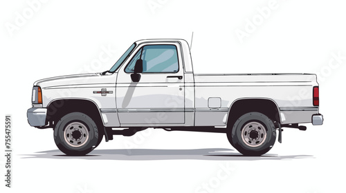 Illustration of white concept cargo pickup truck 