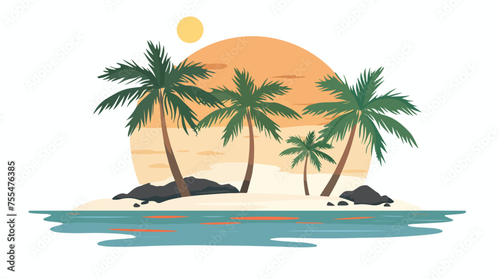 Island palm tree ocean Vector illustration