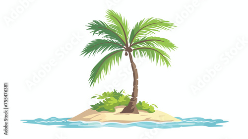 Island palm tree ocean Vector illustration