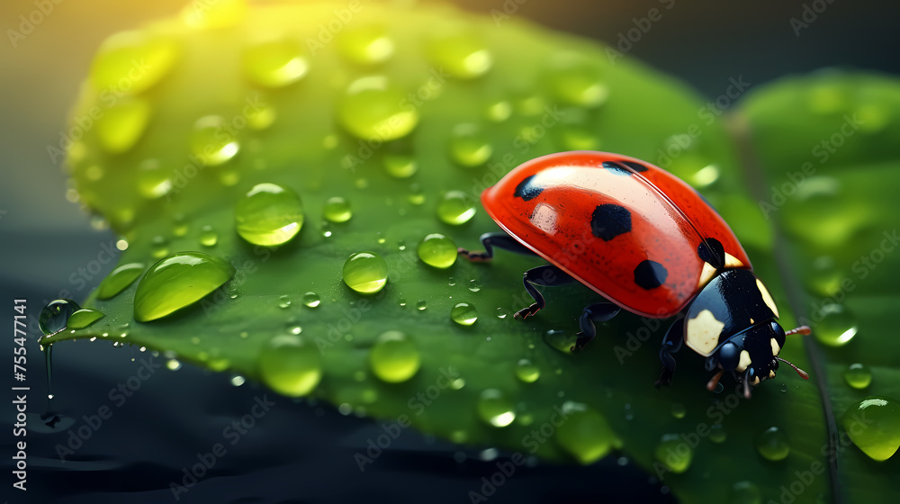 Ladybug on flower, a ladybug on background Ladybug on flower, a ladybug on background