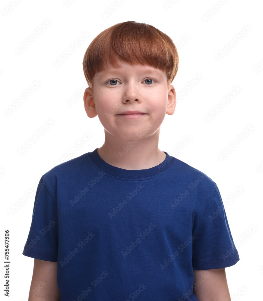 Portrait of cute little boy on white background Portrait of cute little boy on white background
