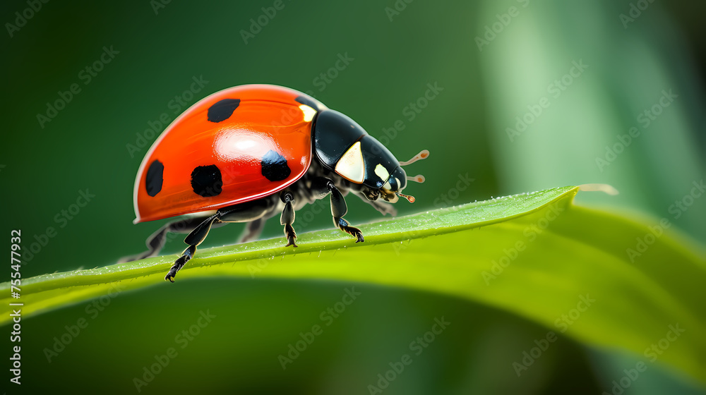 Ladybug on flower, a ladybug on background Ladybug on flower, a ladybug on background