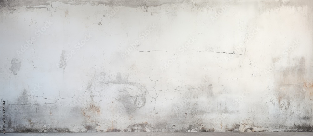 This black and white shot captures an empty room with a stark concrete grunge white wall. The room appears deserted, lacking furniture or any signs of life.
