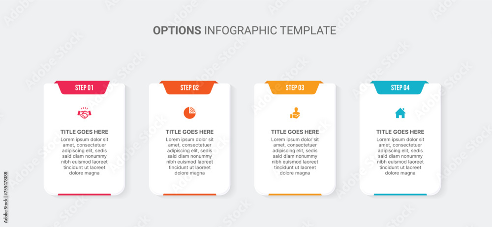 Four 4 Steps Options Process Workflow Business Infographic Template Design