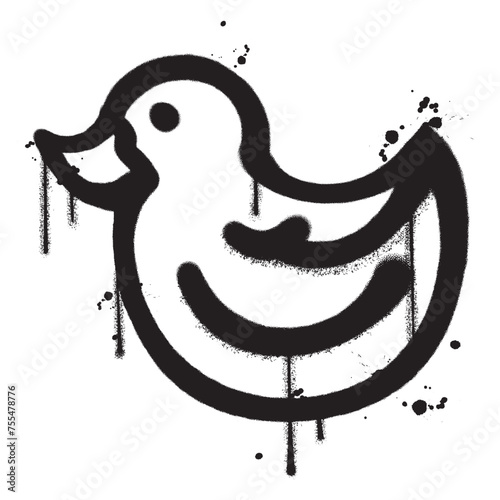 Vector graffiti spray paint duck icon isolated vector illustration