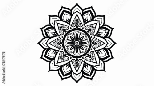Mandala on white background Black outline 