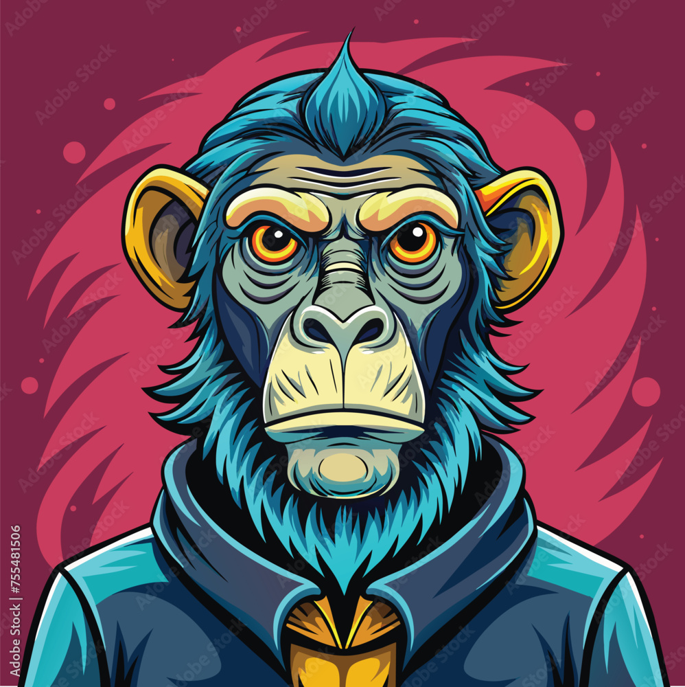 Hand drawn nft style ape illustration Hand drawn nft style ape illustration