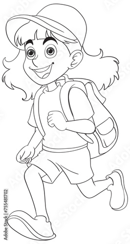 Cheerful young student walking with a backpack.