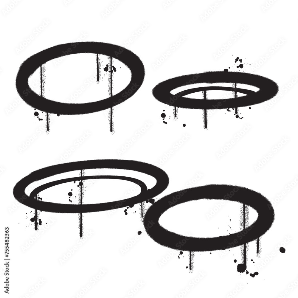 Vector graffiti spray paint circle icon set isolated vector illustration Vector graffiti spray paint circle icon set isolated vector illustration