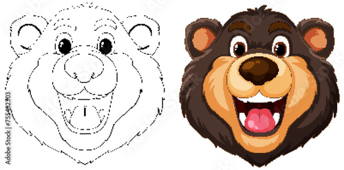 Two cartoon bear faces showing different expressions.